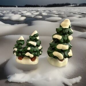 Lot Of Two Lefton‎ Snow Covered Trees New With Sticker